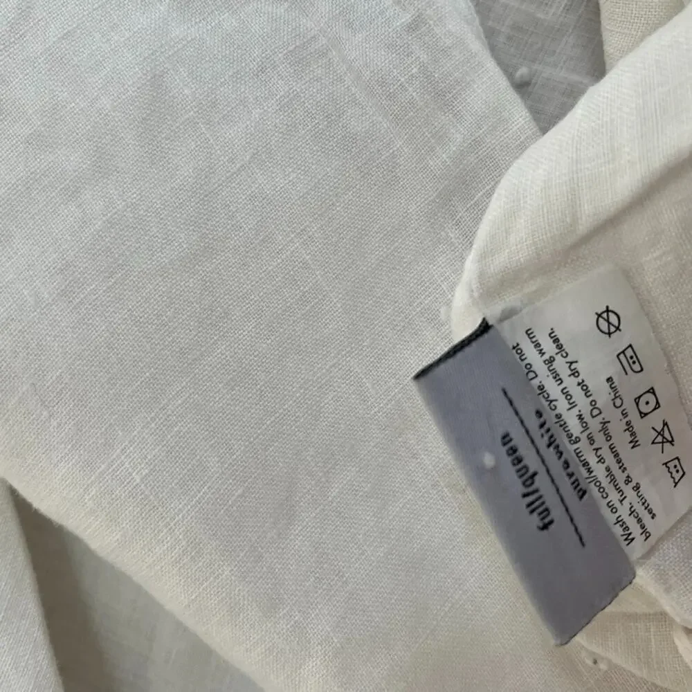 Primary Goods Full Queen Pure White Duvet Cover Linen Zip Closure Snaps